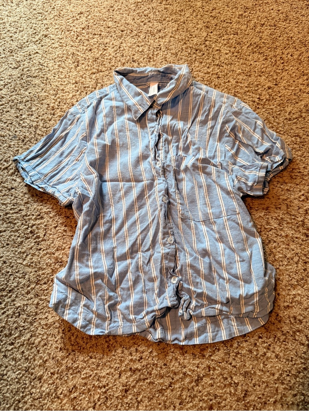 Auden Light Blue Striped Short-Sleeve Button-Up Pajama Shirt